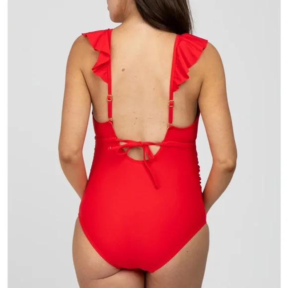 NWT Pinkblush Red Ruffle One Piece Swimsuit - Picture 3 of 5